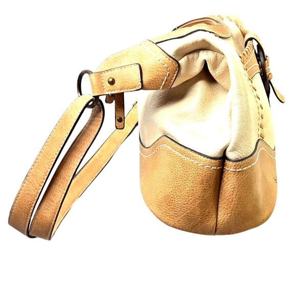 B.O.C Beige & Tan Vegan Leather Hobo Bag with Pockets 8 x 6 x 14 - Picture 5 of 13